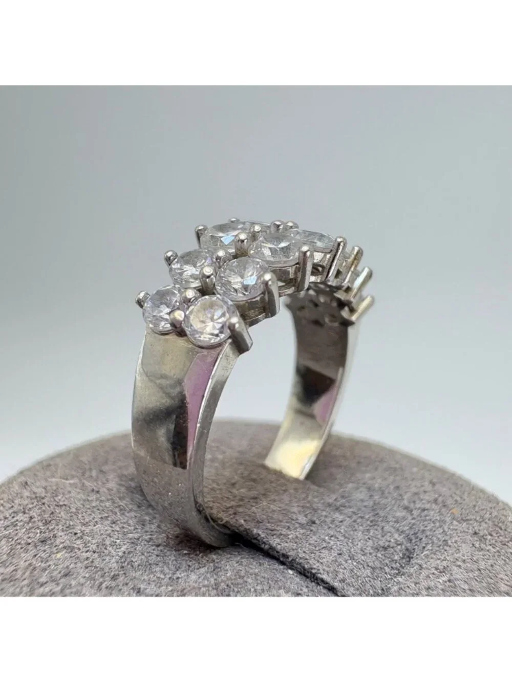 Cubic Zirconia & Sterling Silver 925 Prong Set Cocktail Statement Ring Size 6